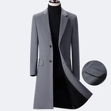 Seanmase новое длинное зимнее Мужское пальто шерстяное пальто Мужская шерстяная куртка однобортное шерстяное пальто Длинная парка для мужчин ZZ023