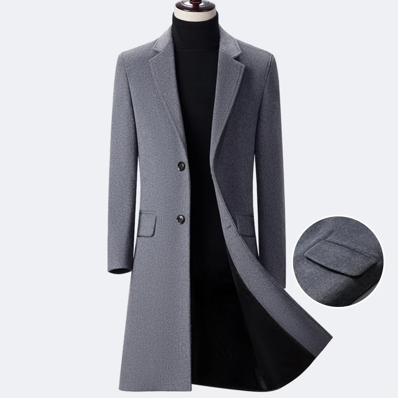 

Seanmase 2018 New Long Winter Man Coat Woolen Coatl Blend Mens Wool jacket Single Breasted Woolen Overcoat Long Parka Men ZZ023
