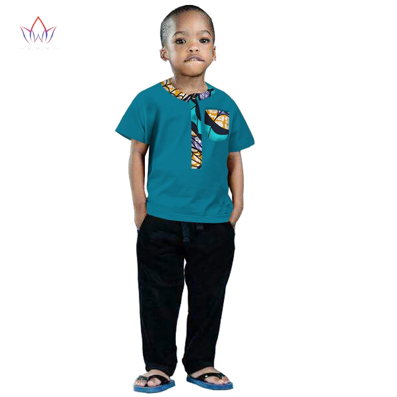 Африканский Костюмы дети Дашики традиционные хлопчатобумажная рубашка соответствующие африка печати детский топ одежда для малышей хлопок brw WYt63 - Цвет: 15
