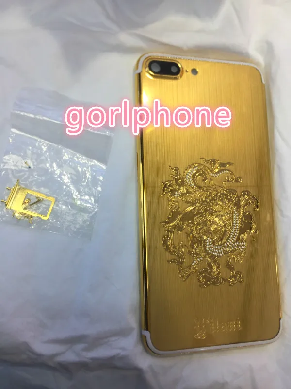 Хорошее качество Замена dragon diamond Корпус для iphone 7 plus корпус 24k зеркало Золотая задняя дверь с логотипом и кнопками