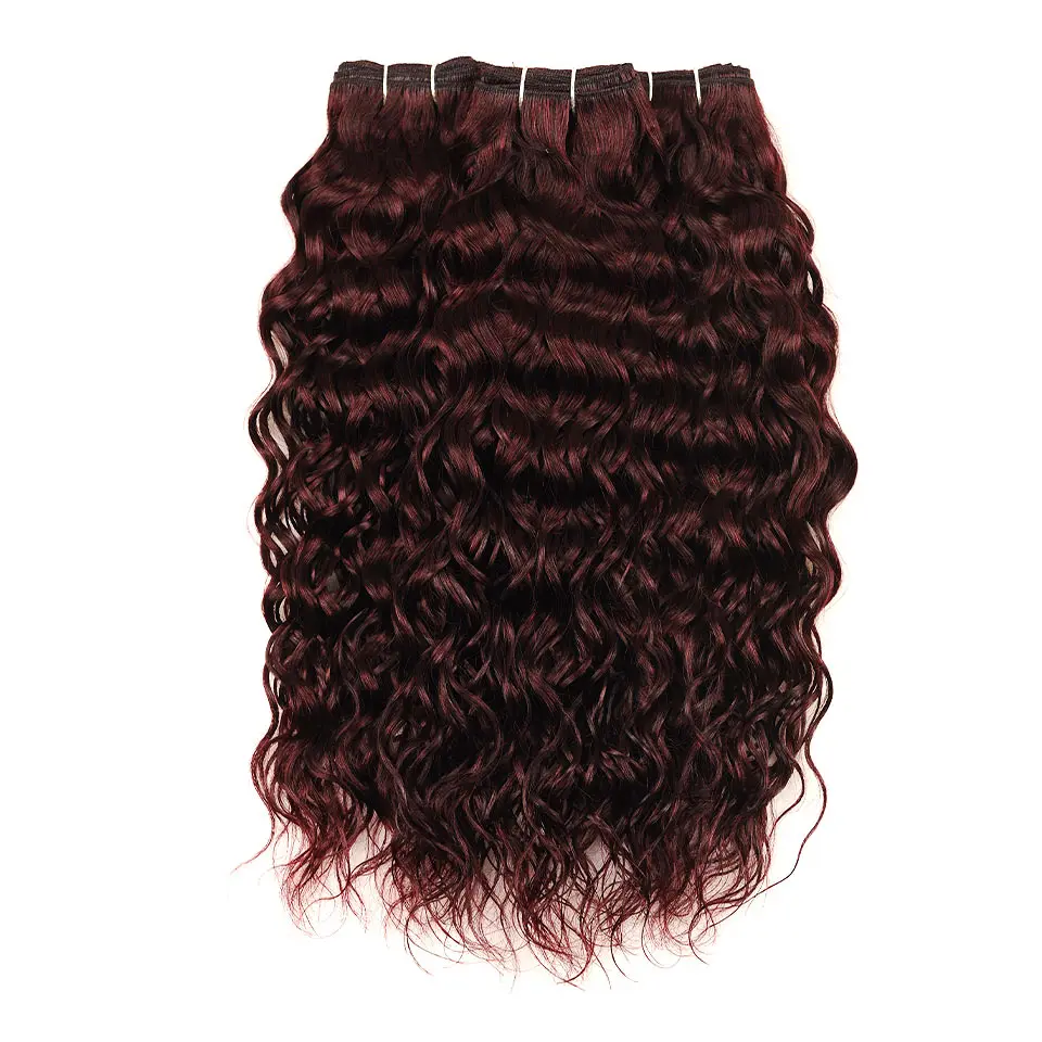 Индийские пряди красных волос 4 бордовые пучки с закрытием Shiningstar волна воды пучки с закрытием человеческих волос для наращивания не Реми