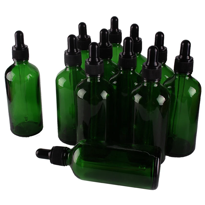 Download 12pcs 100ml Green Glass Dropper Bottles with Pipette for ...