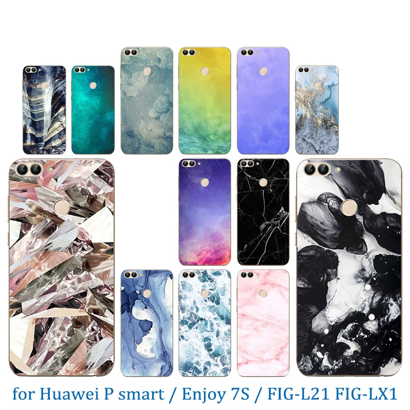 5 65 дюймов для Huawei P Smart Clear TPU Enjoy 7S силикон FIG-L21 FIG-LX1 LX2 LX3 цветной чехол с каменным