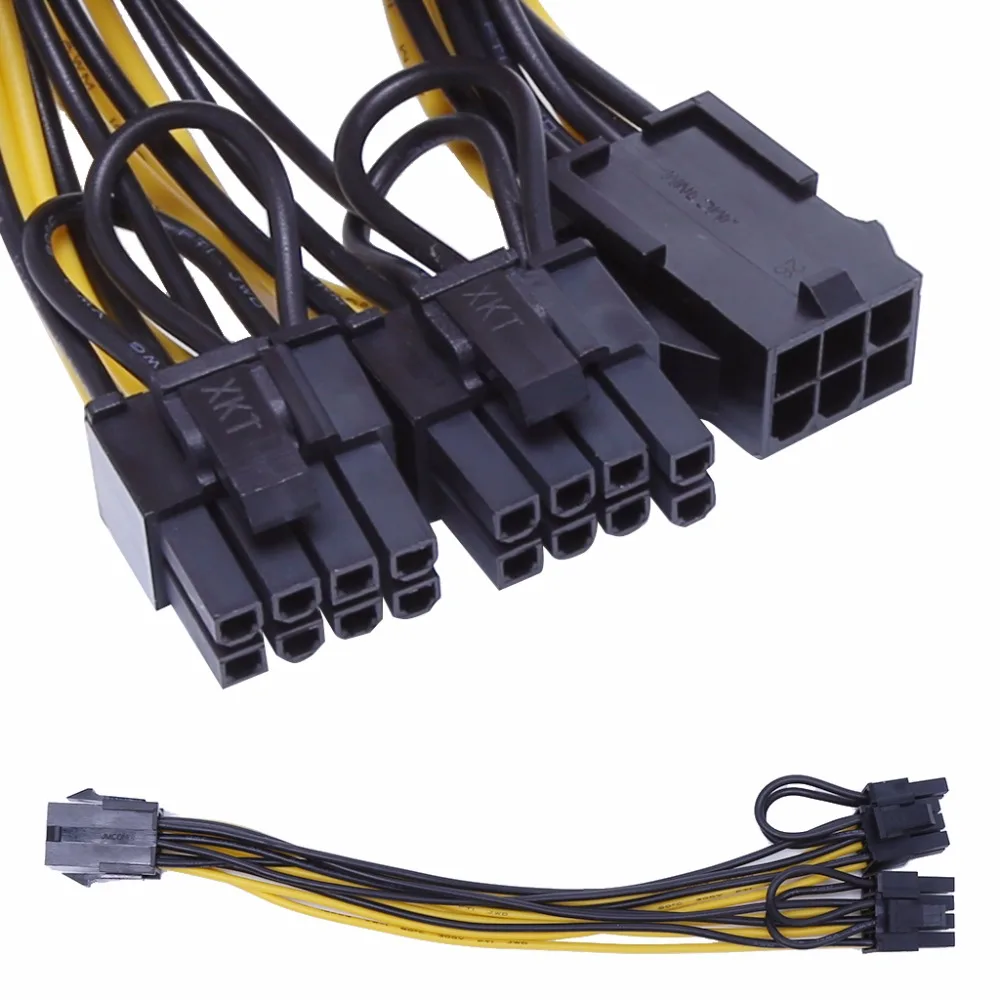 

PCI-E 6-Pin Female To Dual 8-Pin (6+2 Pin) Male Video Card Power Adapter Cable