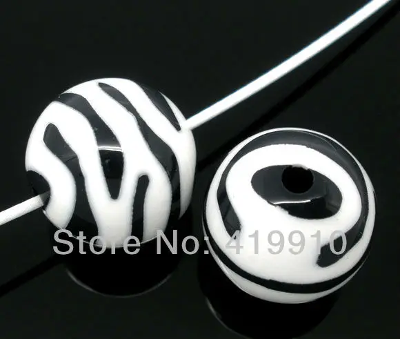 

Free shipping-50PCs Zebra Striped Acrylic Spacer Round Beads jewelry findings 15mm J2052