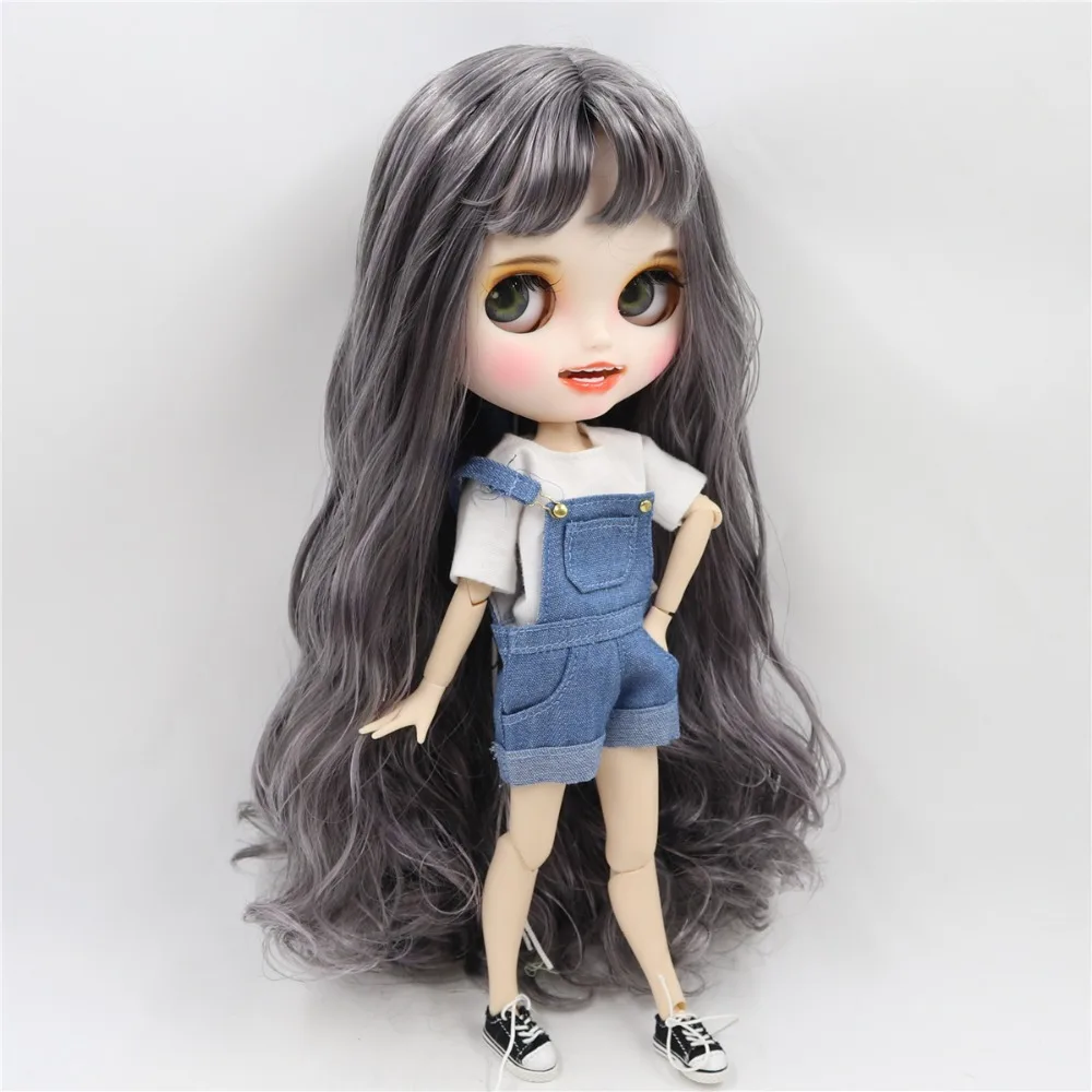 Neo Blythe Muñeca con cabello plateado, piel blanca, cara sonriente mate y Custom Cuerpo articulado 5