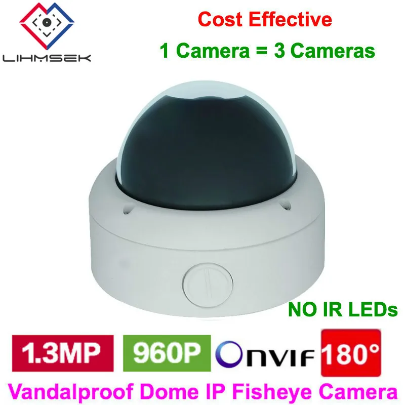 

Lihmsek High sensitivity CMOS sensor 180 Degree 1.3 Megapixel IP Network Indoor Vandal-proof Dome Fisheye Camera