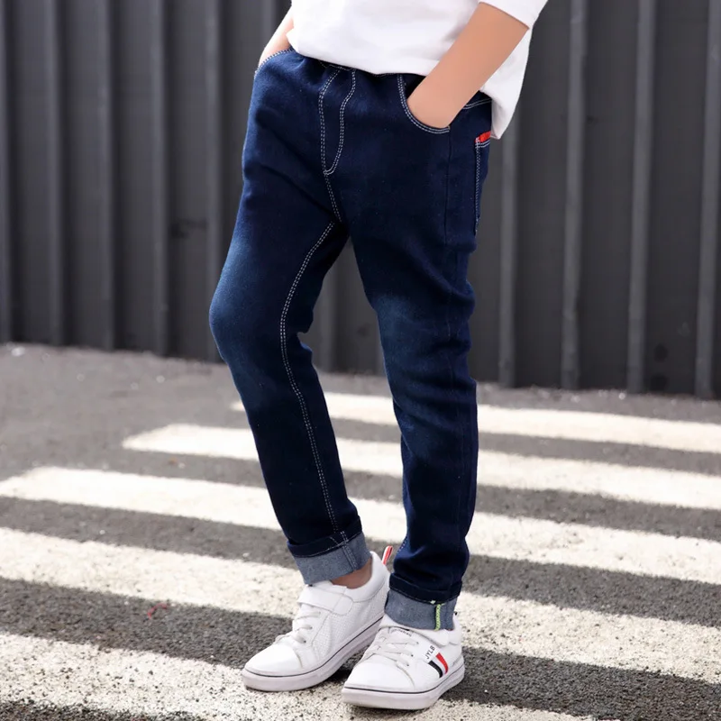 

2019 new fashion children's jeans cartoon kids jeans baby boy jean trousers quality denim long pants cowboy boys jeans turn-ups