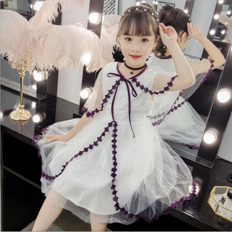 

2019 summer new Korean dress girls sleeveless shawl silk yarn fairy dress