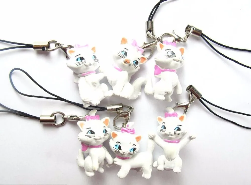 

New 10Pcs Popular cartoon Mary cats Neck Straps ID Card,Key chain kids party gifts