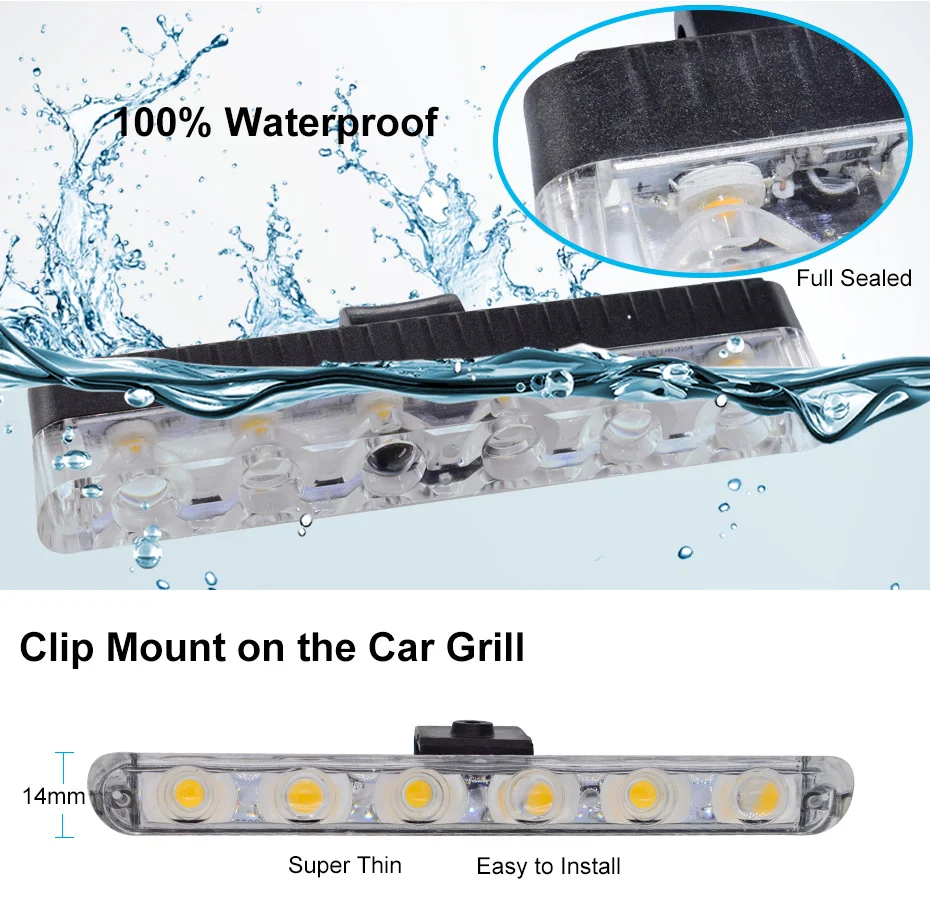 2 шт. 6 светодиодный светильник на переднем гриле s Bar белый желтый красный синий автомобильный полицейский мигающий светильник авариПредупреждение ющий мигающий противотуманный светильник s 12V