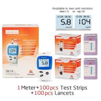 

Sannuo Accu2 Blood Glucose Meter with 100 Test Strips and Lancets Needles For Diabetes Blood Glucometer Blood Sugar Detection