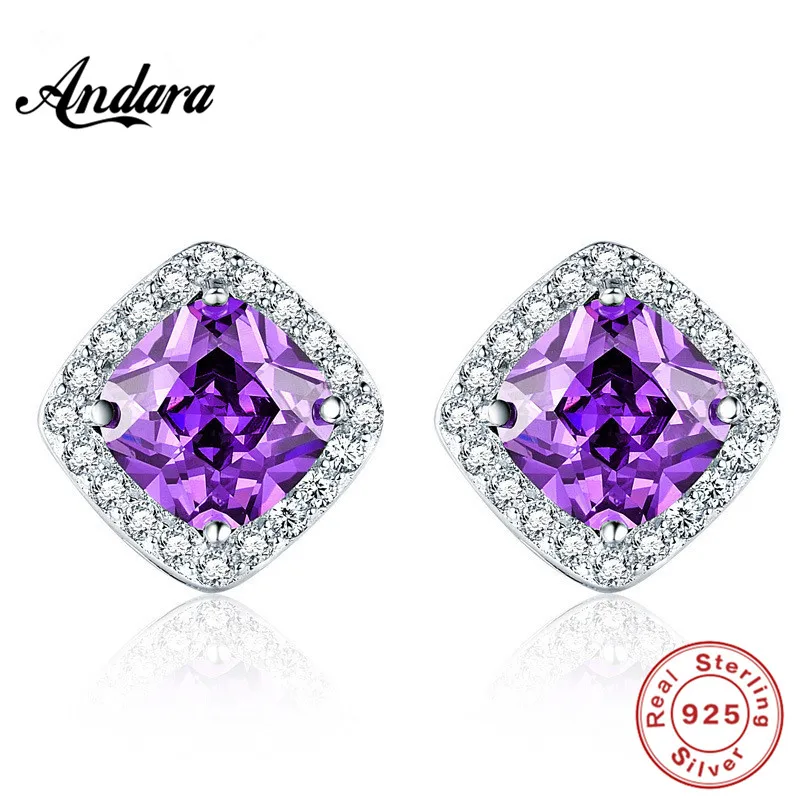 100% 925 Sterling Silver Shine Austria Crystal Stud Earrings for Women Men. Anti Allergy and Not Fade Zircon Jewelry | Украшения и
