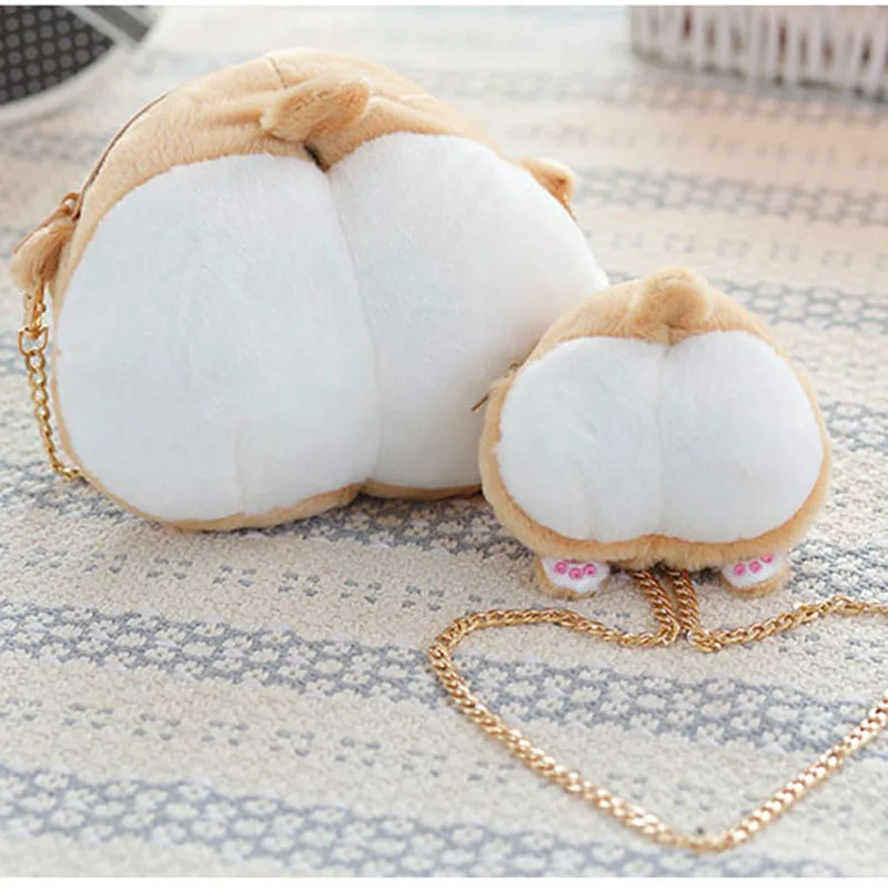 Cute Pet Dog Butt Plush Backpack Corgi Butt Shape Coin Purse Animal Plush Backpack Creative Corgi