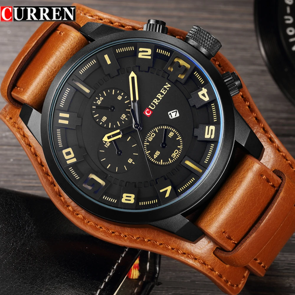 Acheter Curren 8225 Hommes Montres Top Marque De Luxe Quartz Montre Homme Militaire Sport Dropship Horloge Hodinky Relojes Hombre Relogio Masculino