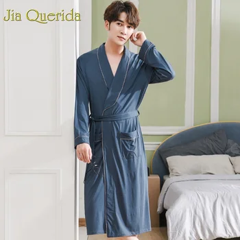 

J&Q Peignoir Homme 2019 Spring New Quality Brand Bathrobe Men Breathable Soft Modal Kimono Hombre Men Robe Yukata Men Sleepwear