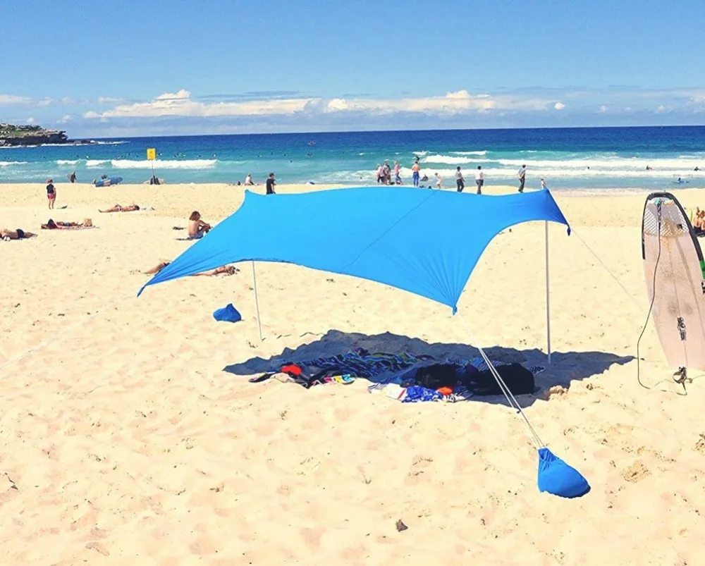 Sombrilla de playa con arena anclas y 2 Envío polos UPF50 + tela Lycra calidad perfecta Dom refugio - 5