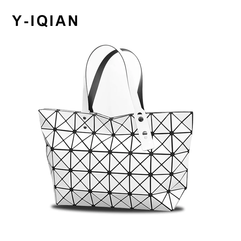 

2018 new fashion Women Bag Ladies Geometric Sequins Mirror Plain Folding Handbag Mosaic Shoulder Bags for women Top Handle Tote