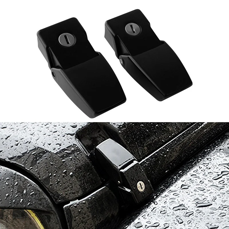 Black Metal Locking Hood Look Catch Latches Kit + Keys For Jeep Wrangler JK & Unlimited 2007-2017 g