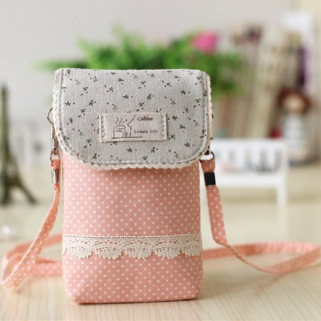 Cotton lace polka dot women's coin purse change wallet ladies small phone pouch bag carteira bolsa feminina bolso for girls