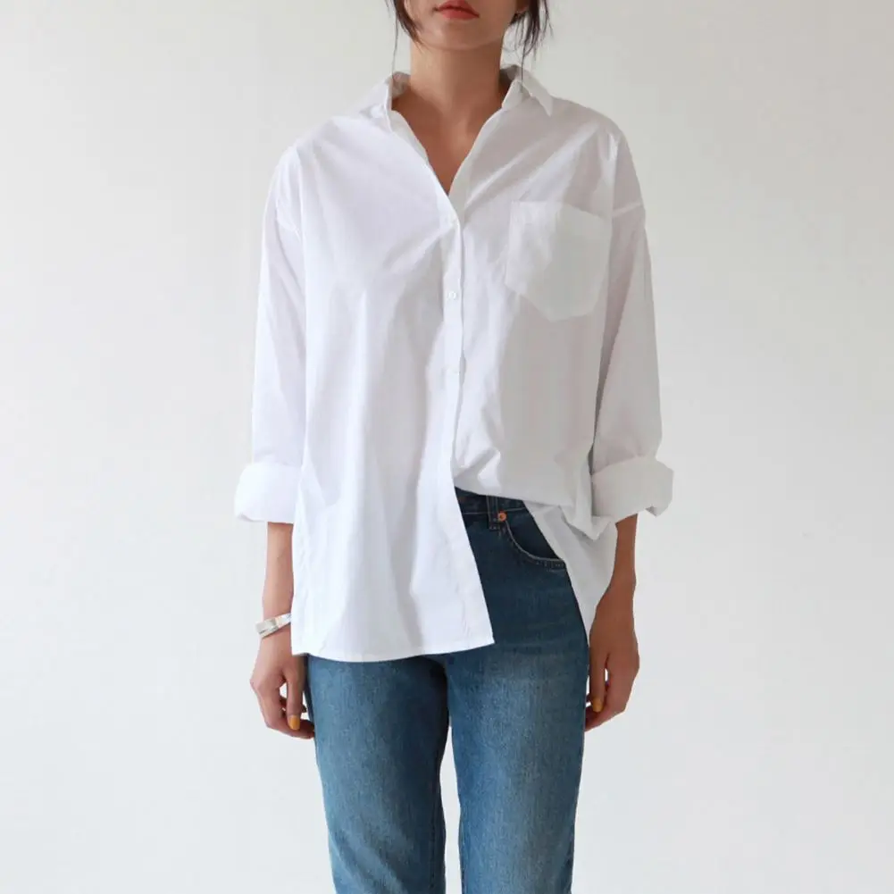 

Casual Loose Women Shirts 2019 Autumn New Fashion Collar Plus Size Blouse Long Sleeve Buttons White Shirt Women Tops Streetwear