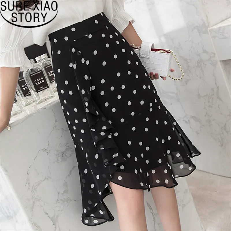 

Shirt faldas mujer moda 2019 skirts women's plus size Dot A-Line shirts korean black skirt Casual high waist skirt 2688 50