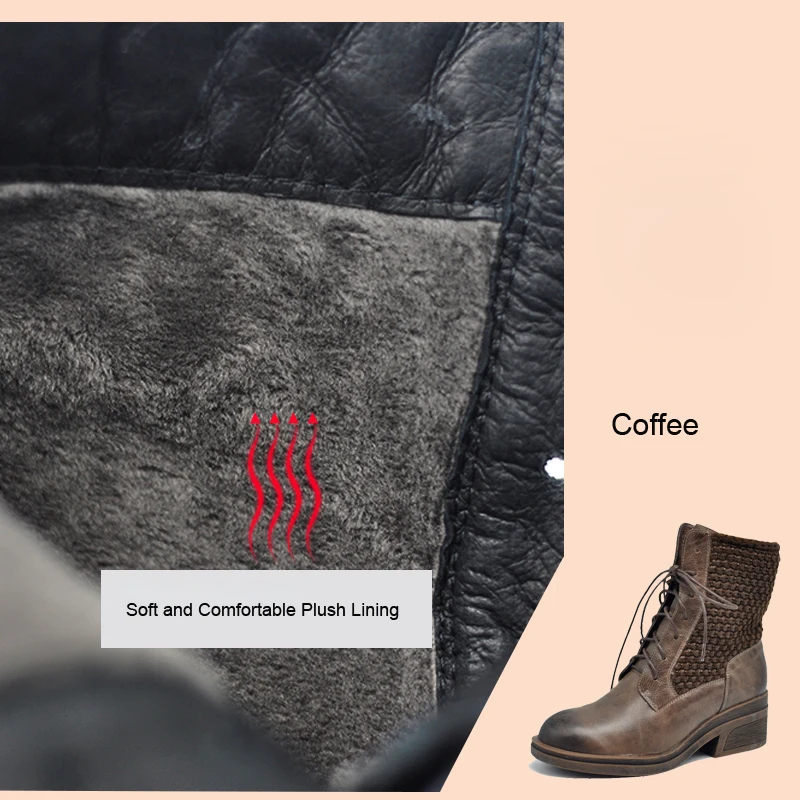 Artmu; оригинальные Ботинки martin в британском ретро-стиле; сезон осень-зима; мотоботы на среднем каблуке; красивые кожаные ботильоны - Цвет: Coffee Plush Lining