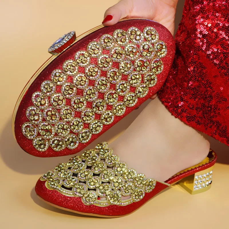

Red 2018 New Design African Shoes And Bag Set For Party Italian Shoes With Matching Bag Matching Shoes And Bag for Wedding Dress