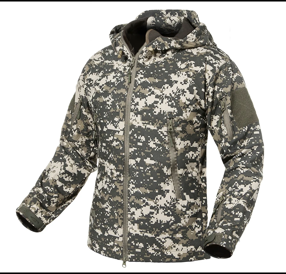 Уличная Мужская и Женская флисовая водонепроницаемая куртка, Тактическая Военная V.5 камуфляжная спортивная куртка для кемпинга, катания на лыжах, теплая верхняя одежда с капюшоном, пальто