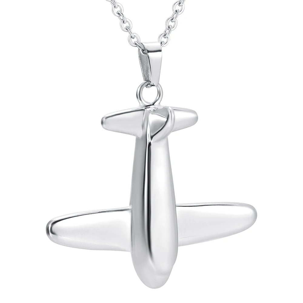 IJD9316PolishAirplaneMemorialJewelryPilotCremationUrnPendant