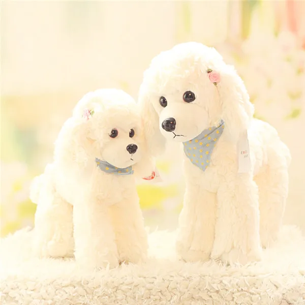 Cute Dog plush toys Poodle Bichon Frise puppy stuffed warm animal toys - 4