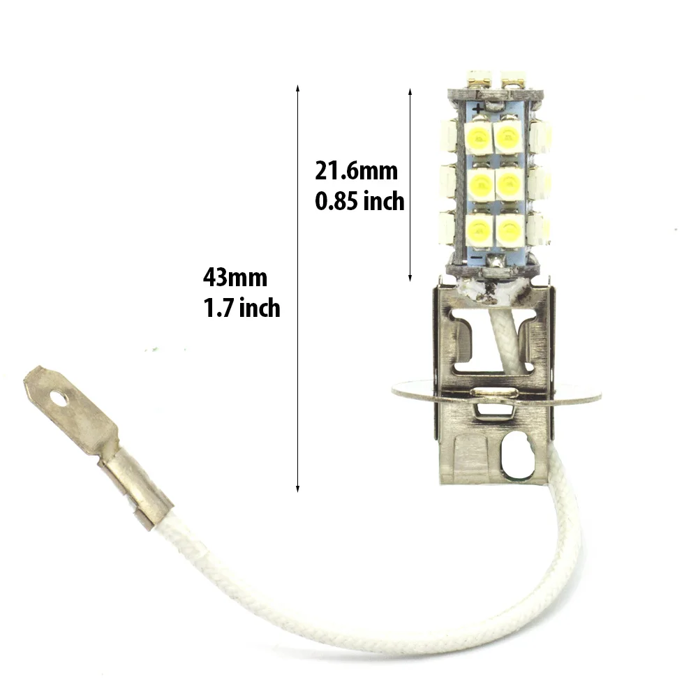 1 шт. H3 pk22s 26 SMD Автомобильный светодиодный белый светильник s лампа для противотуманной фары для DC 12V