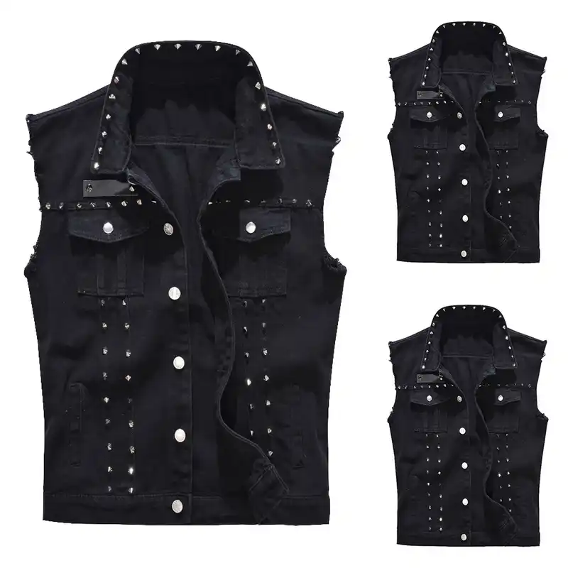 black denim waistcoat mens