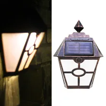 Новое высокое качество открытый светодиодный на солнечных батареях настенное крепление светильника пейзаж для ограды, двора лампа Прямая