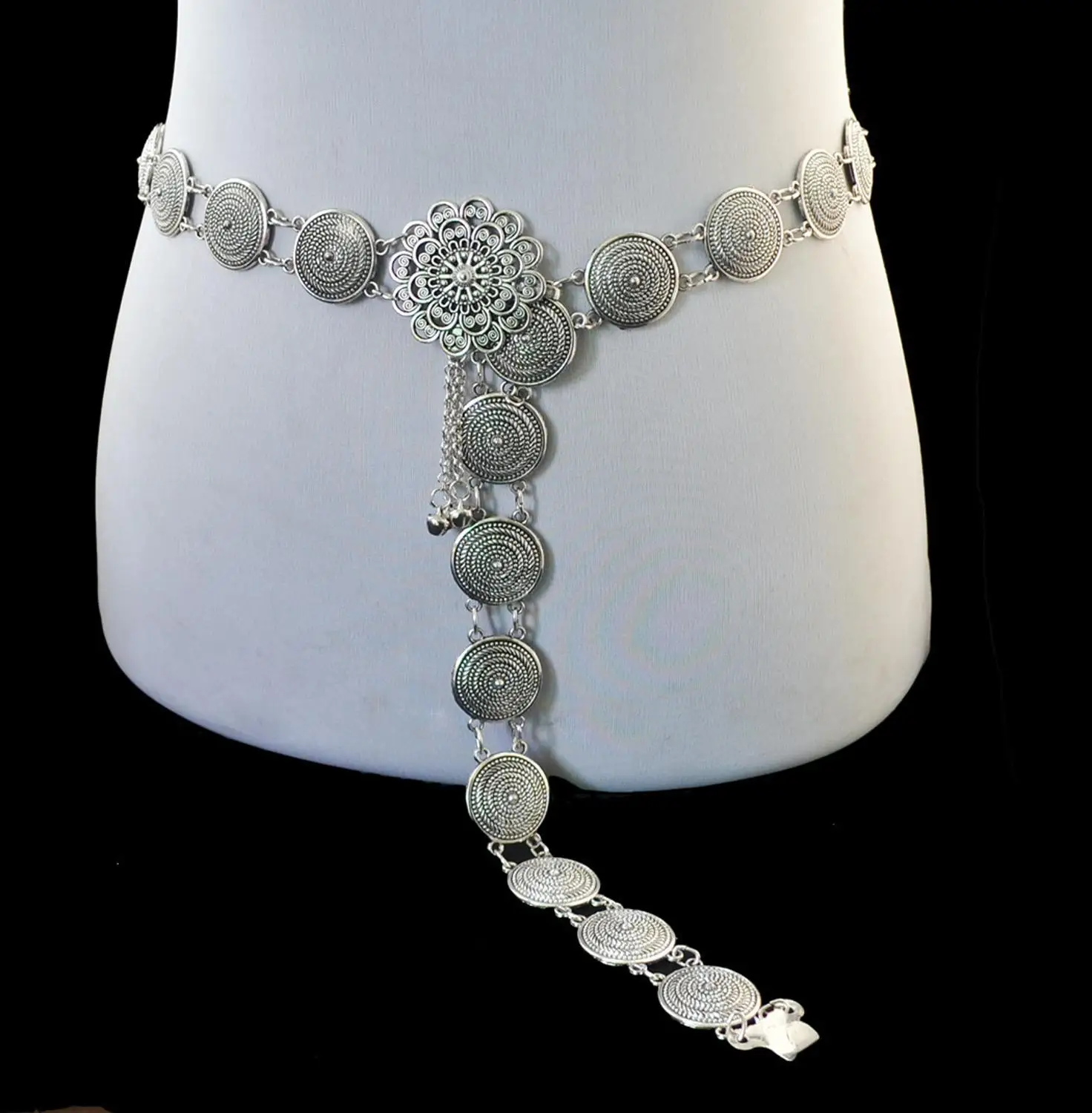 19 New Women's Medieval Belt Silver Decoration Dance Retro Belt