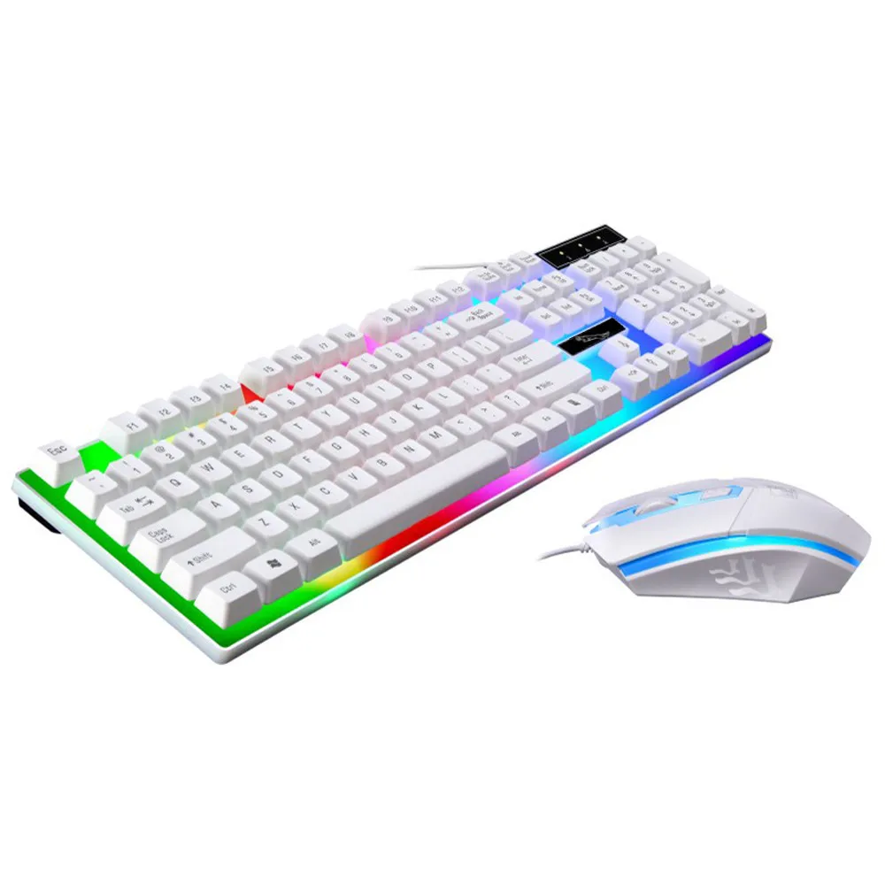 G21 LED Rainbow Color Backlight Gaming Game Keyboard Mouse USB Wired Keyboard Mouse Set Pc Gamer Computer For Home Use#25