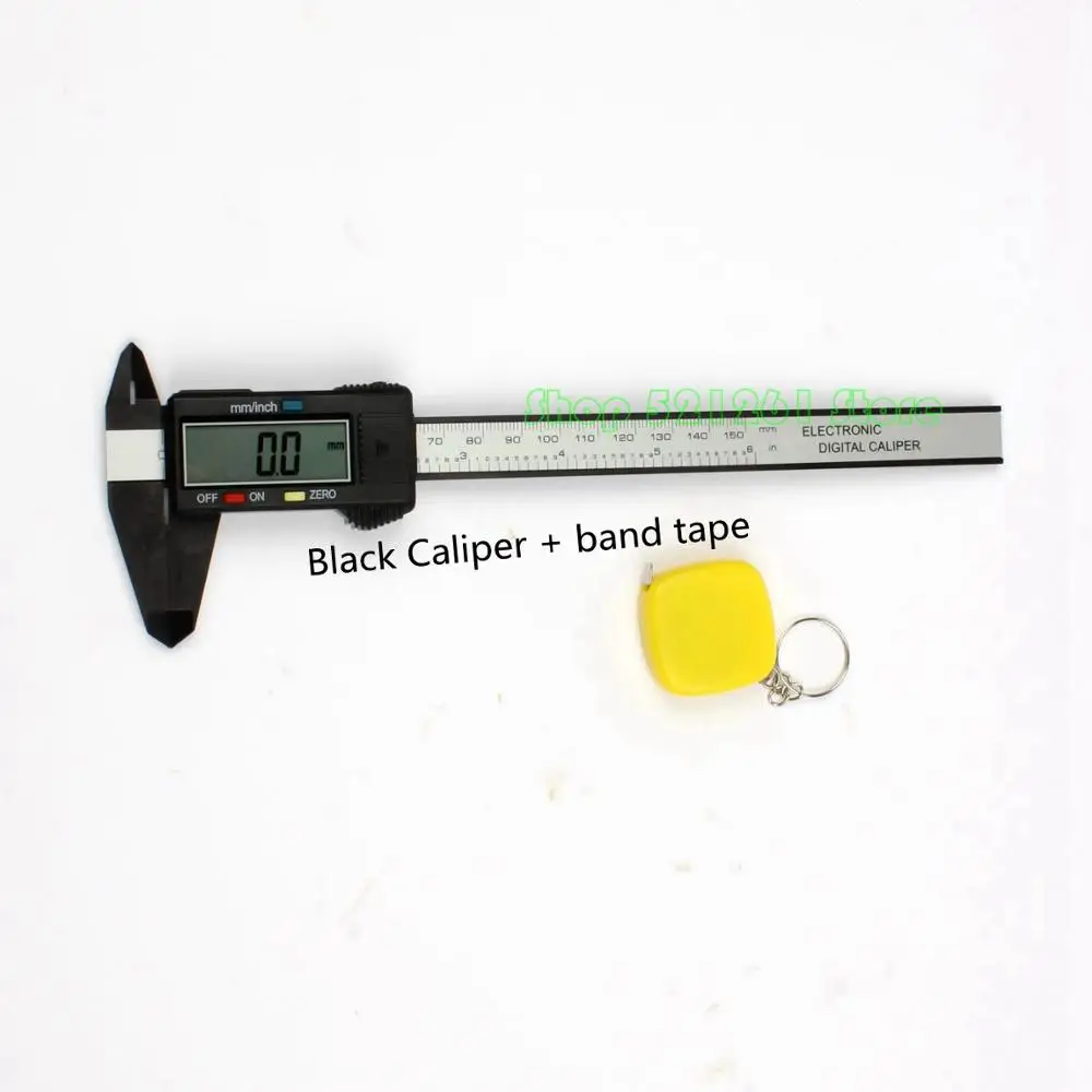 New Arrival 150mm 6 inch LCD Digital Electronic Carbon Fiber Vernier Caliper Gauge Micrometer Measuring Tool 1m tape measure - Color: B Caliper band tape