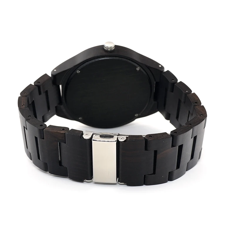 Original BOBO BIRD L-H05 Handmade Retro Design Wholesale Ebony Wooden Watches Men with Anti-allergy Clasp Japan Quartz Saat