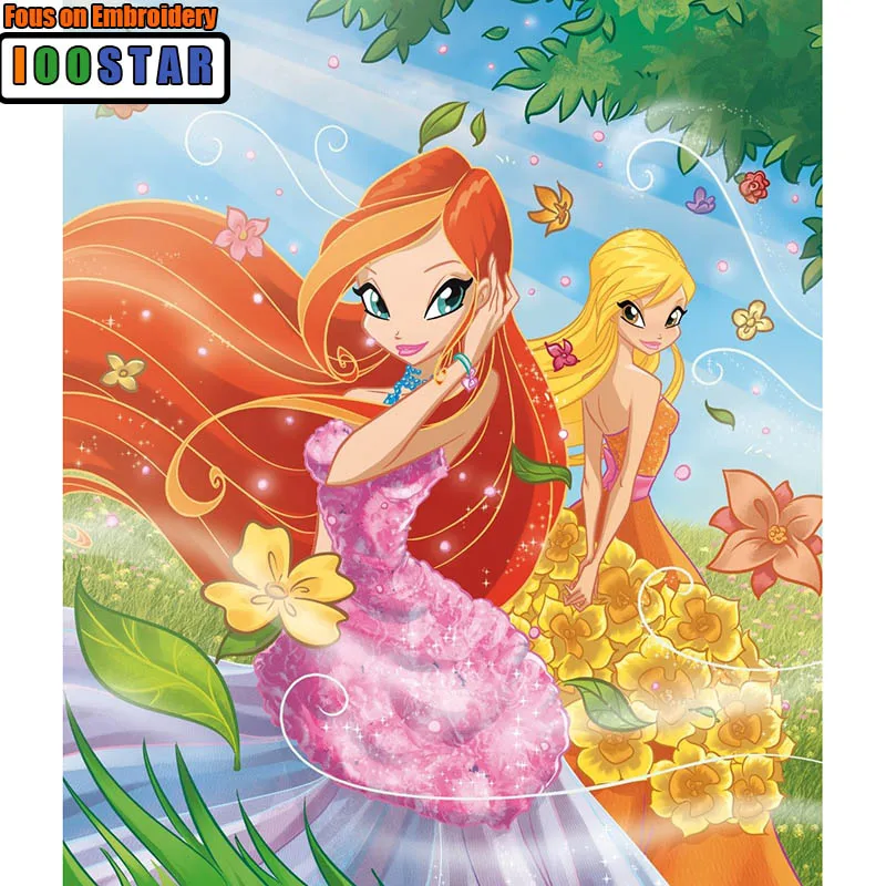 

New cross stitch resin diamond painting Mosaic pictures Children gift 5D DIY Round diamond embroidery girls cartoon needlework