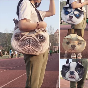 

Free shipping 3D printed dog bag,handbag shoulder bag for girls,birthday gift cute lovely doggy bulldog golden tiger panther bag
