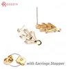 Boucles d'oreilles en laiton de couleur or 24K, 33734x14.5 MM, 4 pièces, boucles d'oreilles en forme de feuille d'arbre en Zircon, accessoires de bijouterie de haute qualité ► Photo 1/3