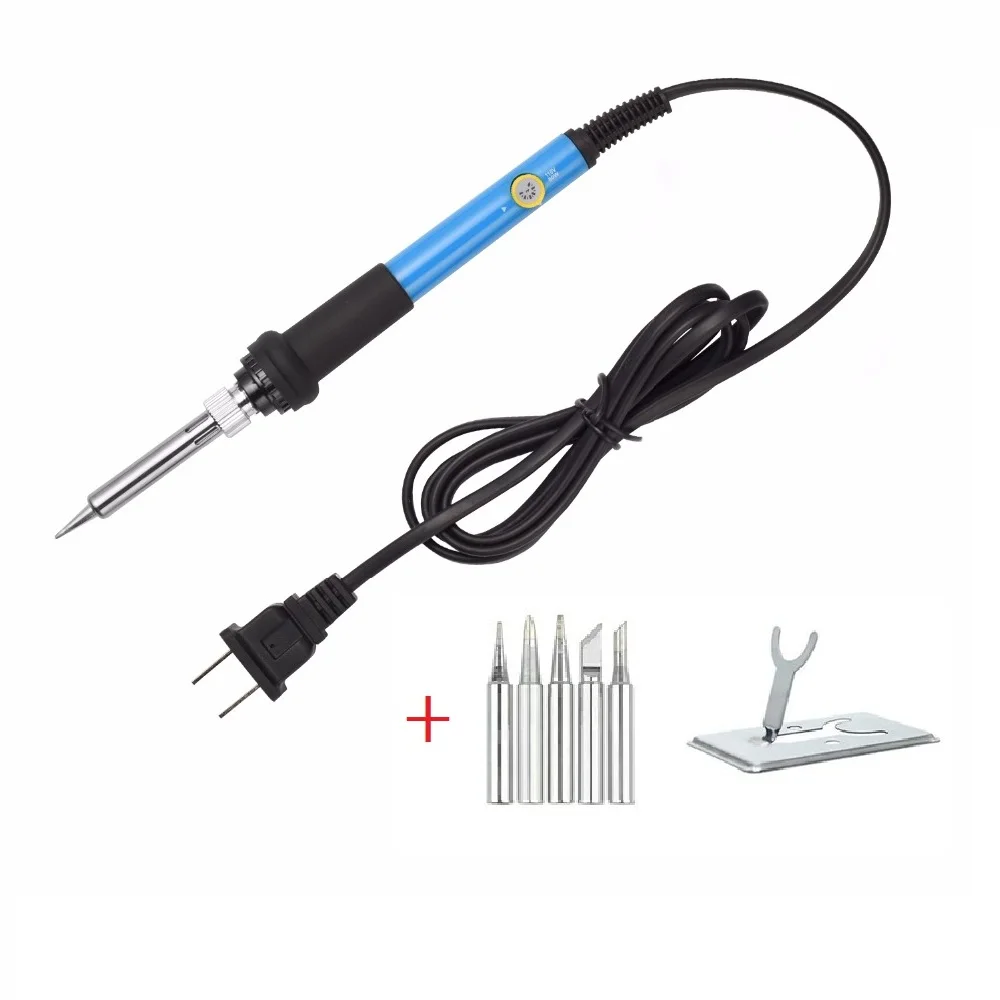 New Adjustable Temperature Electric Soldering Iron 220V 110V 60W Welding Solder Rework Station Heat Pencil 5pcs Tips Repair Tool soldering iron 80w adjustable temperature electric solder iron rework station mini handle heat pencil welding repair tools