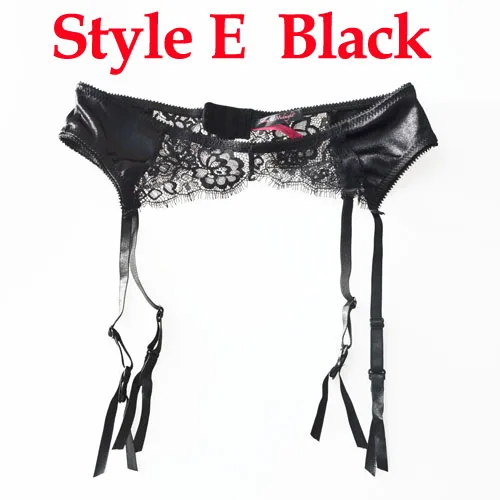 Плюс размеры S-4XL для женщин кружево Цветочный Белый Свадебные Подвязки Пояс для чулок черный сексуальный лук Связывание 4 подтяжки - Цвет: Style E Black