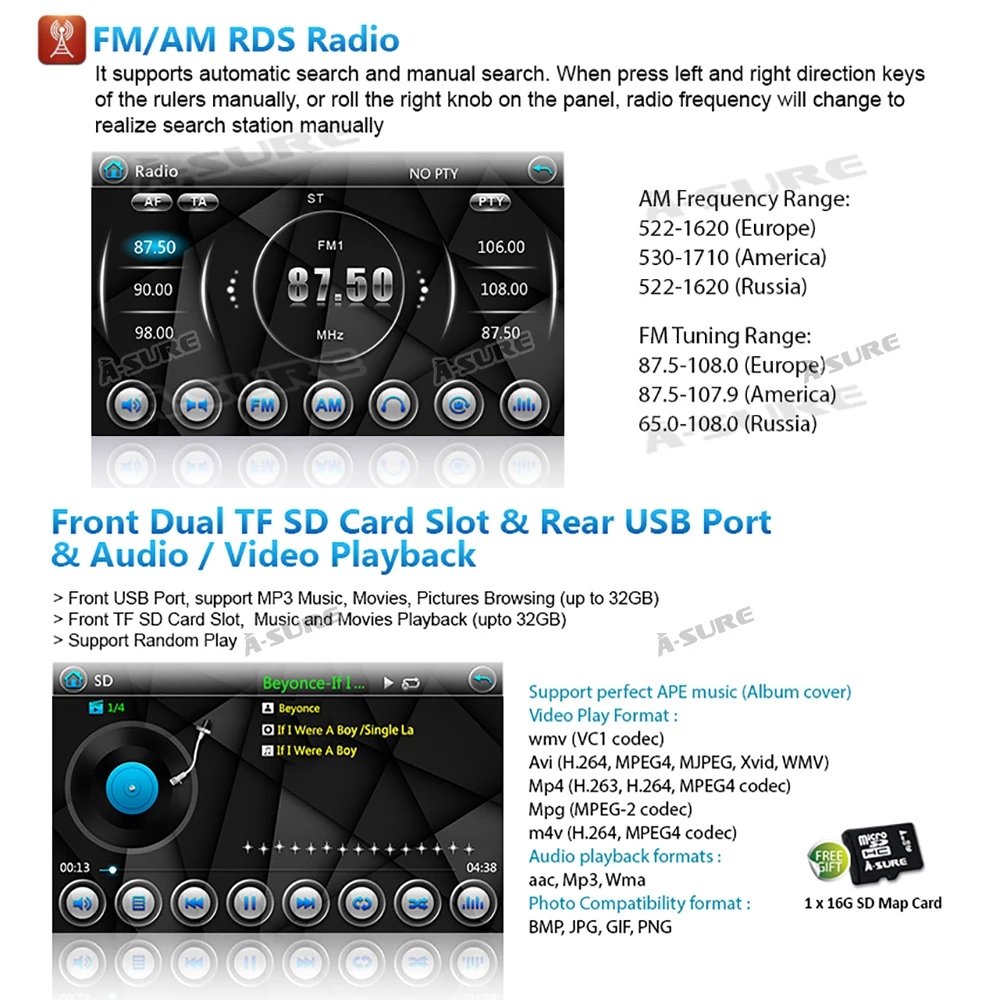 Cheap A-Sure 2 Din Car Auto Radio GPS DVD Player Navigation For Ford Transit Focus Galaxy S-Max C-Max Fusion Fiesta SWC Bluetooth DVD 4