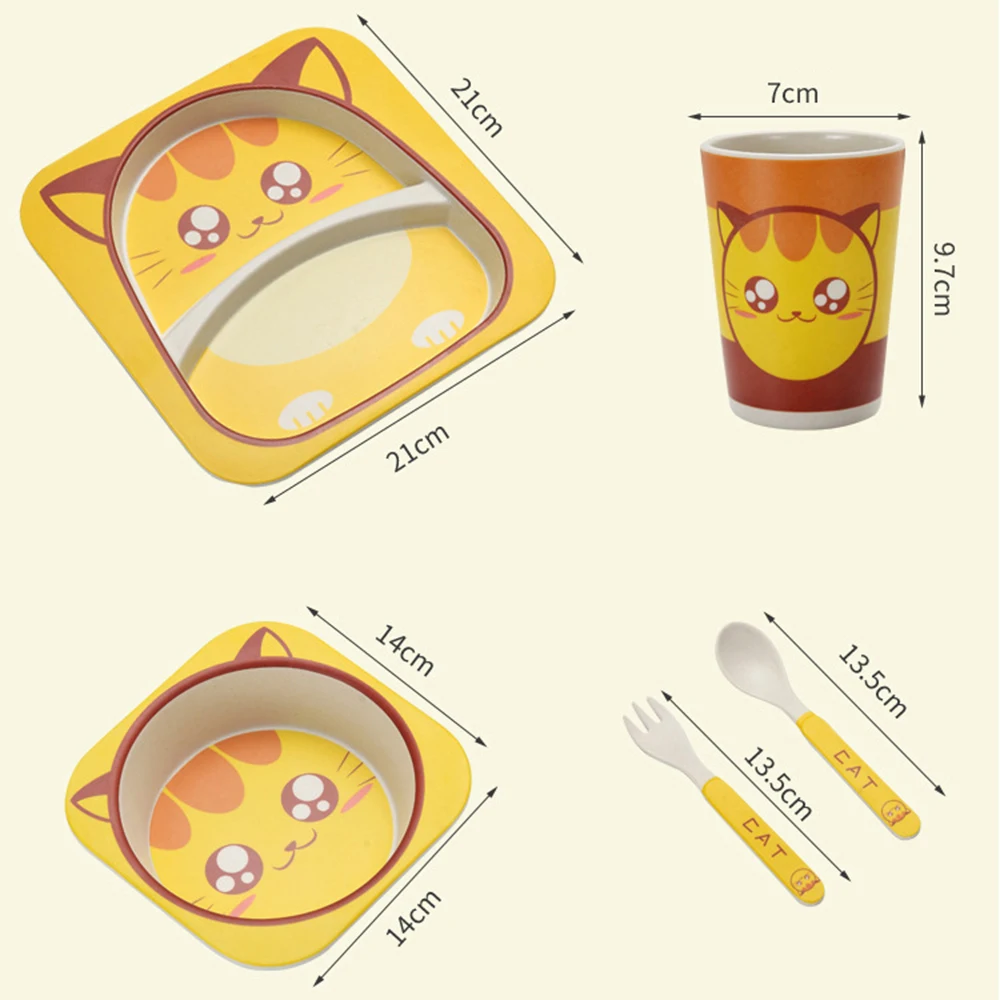 2019 Новое поступление экологичный 5 шт./компл. бамбуковое волокно детские животные кошачья миска миски Детские креативные дети CuteTableware