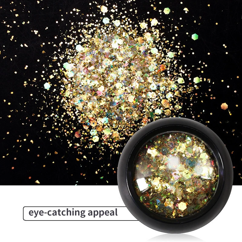

Summer Party Makeup Shining Sequined Colorful Face Eyes Lip Body Glitter Nails