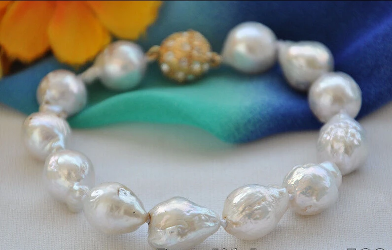 

hot sale FREE SHIPPING *****Lustre 13mm white round keshi reborn pearl bracelet 8inch