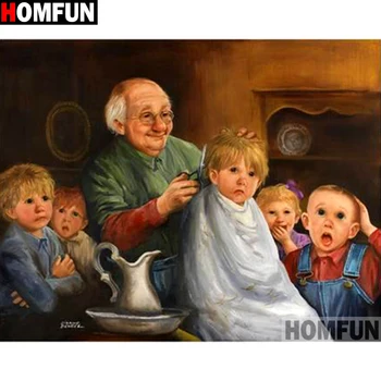 

HOMFUN Full Square/Round Drill 5D DIY Diamond Painting "Elderly haircut" Embroidery Cross Stitch 5D Home Decor Gift A13088