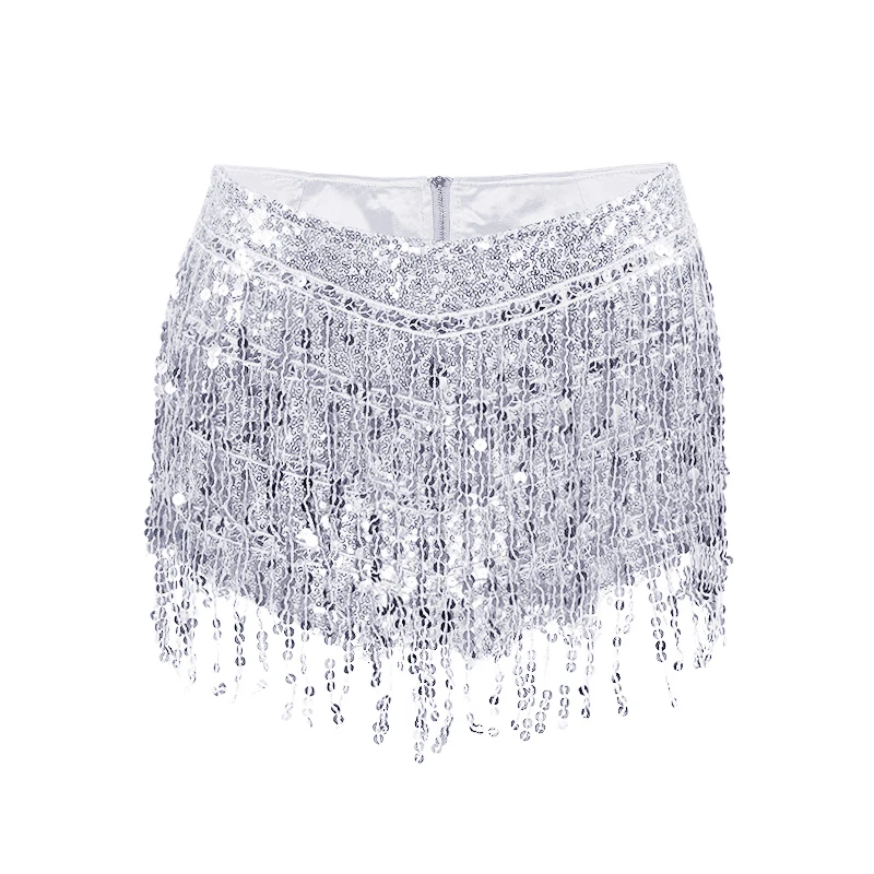 

Summer Women Tassel Sequin Mini Shorts Zipper Fly High Waist Hot Fashion Skinny Slim Sexy Party Club Shorts Skirts 6Q1746