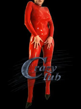 Сексуальные женщины zentai Catsuit одежда женский латексный трико консервант латексный облегающий наряд для бондажа красный латексный Облегающий комбинезон из латекса латексный комбинезон